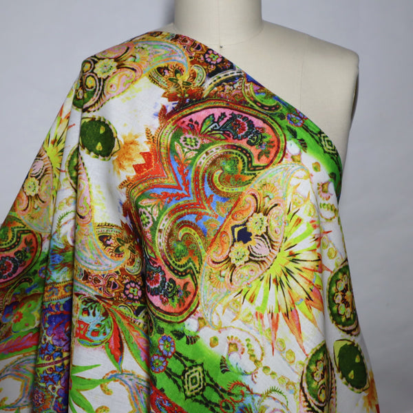 100% Linen - 'Our Riviera' | Green & Pink